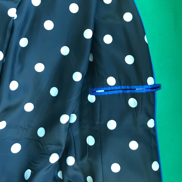 Emerald Green Coat with Polka Dot Lining and Removable Faux Fur Collar - Picture 6 of 9